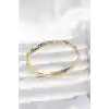 Pirinç Gold Renk Zirkon Taşlı Kelepçe Bileklik