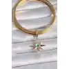 Pirinç Gold Renk Zirkon Taşlı Kutup Yıldızı Nazar Boncuk Detay Ajda Charm