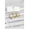 Pirinç Gold Renk Zirkon Taşlı Petek Halka Model YSX Trio Küpe Seti