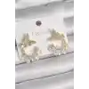 Pirinç Gold Renk Zirkon Taşlı Sallantı Detay Kelebek Model Kadın Küpe