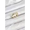 Pirinç Gold Renk Zirkon Taşlı Sırım Kadın Yüzük