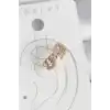 Pirinç Gold Renk Zirkon Taşlı Sonsuzluk Zincir Model Kadın Kıkırdak Küpe