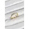 Pirinç Gold Renk Zirkon Taşlı Vintage Kadın Yüzük