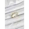 Pirinç Gold Renk Zirkon Taşlı Vintage Kadın Yüzük