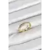 Pirinç Gold Renk Zirkon Taşlı Vintage Kadın Yüzük