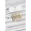 Pirinç Gold Renk Zirkon Taşlı Vintage Model YSX Trio Küpe Seti