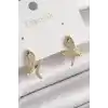 Pirinç Gold Renk Zirkon Taşlı Yılan Model Kadın Küpe