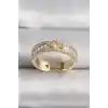 Pirinç Gold Renk Zirkon Taşlı Yıldız İşleme VIP Seri Kadın Yüzük