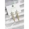 Pirinç Gold Renk Zirkon Taşlı Yıldız Model Çivi Kadın Küpe