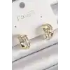 Pirinç Gold Renk Zirkon Taşlı Zincir Model Kadın Küpe