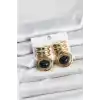 Pirinç Gold Siyah Renk Vintage Kadın Küpe