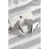 Pirinç Gümüş Renk 3D Üçgen Model Kadın Küpe