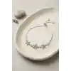 Pirinç Gümüş Renk Çiçekli Model Zirkon Taşlı Asansörlü Bileklik