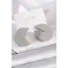 Pirinç Gümüş Renk Daire Plaka Model Kadın Küpe