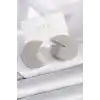 Pirinç Gümüş Renk Daire Plaka Model Kadın Küpe