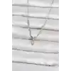 Pirinç Gümüş Renk Damla Model Kadın Kolye