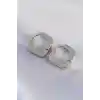 Pirinç Gümüş Renk Kare Küpe