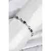 Pirinç Gümüş Renk Mor Zirkon Taşlı Çiçek Model Kadın Bileklik