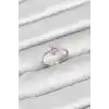 Pirinç Gümüş Renk Pembe Kelebek Kadın Yüzük