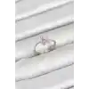 Pirinç Gümüş Renk Pembe Kelebek Kadın Yüzük