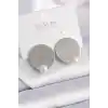 Pirinç Gümüş Renk Plaka Model İnci Detay Kadın Küpe