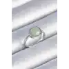 Pirinç Gümüş Renk Yeşil Kare Mineli Kadın Yüzük