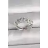 Pirinç Gümüş Renk Zirkon Taşlı Ayarlanabilir Yüzük