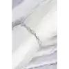 Pirinç Gümüş Renk Zirkon Taşlı Çiçek Model Kadın Bileklik