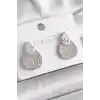 Pirinç Gümüş Renk Zirkon Taşlı Damla Model Kadın Küpe