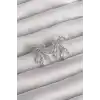 Pirinç Gümüş Renk Zirkon Taşlı Fiyonk Küpe