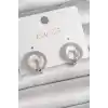 Pirinç Gümüş Renk Zirkon Taşlı Halka Model Kadın Küpe