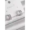 Pirinç Gümüş Renk Zirkon Taşlı Halka Model Kadın Küpe