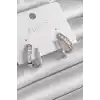 Pirinç Gümüş Renk Zirkon Taşlı Kadın Küpe