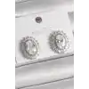 Pirinç Gümüş Renk Zirkon Taşlı Kadın Küpe