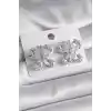 Pirinç Gümüş Renk Zirkon Taşlı Kelebek Model Kadın Küpe