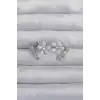 Pirinç Gümüş Renk Zirkon Taşlı Kıvrımlı İnci Çiçek Küpe