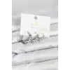Pirinç Gümüş Renk Zirkon Taşlı Petek Halka Model YSX Trio Küpe Seti