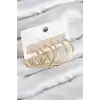 Pirinç Halka Model Gold Renk Kadın Set Küpe