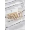 Pirinç Halka Model Gold Renk Kadın Set Küpe