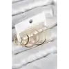 Pirinç Halka Model Gold Renk Kadın Set Küpe