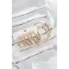 Pirinç Halka Model Gold Renk Kadın Set Küpe