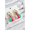 Pirinç Karışık Renk Vintage Model Kadın Küpe