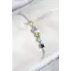 Pirinç Renkli Zirkon Taşlı Geometrik Model Gümüş Renk Kadın Bileklik