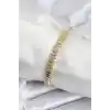 Pirinç VIP Seri Gold Renk Zirkon Taşlı Arpa Model Kadın Bileklik