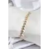 Pirinç VIP Seri Gold Zirkon Taşlı Balık Sırtı Model Kadın Bileklik
