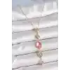 Pirinç Zincir Pembe Gold Renk Zirkon Taşlı Y Kolye