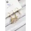 Pirinç Zirkon Taşlı 3lü İstiridye Ve Yıldız Model Gold Renk Kadın Küpe