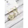 Pirinç Zirkon Taşlı 3lü İstiridye Ve Yıldız Model Gold Renk Kadın Küpe
