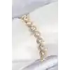 Pirinç Zirkon Taşlı Daire Baget Model Gold Renk VIP Seri Kadın Bileklik