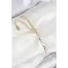 Pirinç Zirkon Taşlı Dikdörtgen Model Ezme Zincir Gold Renk Kadın Bileklik